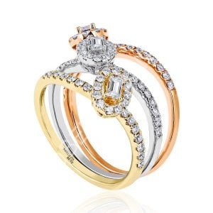 0.20 Karat Karat Baget Pırlantalı Tasarım Tektaş Yüzük