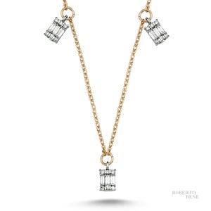 0.32 Karat G Renk Baget Pırlanta Kolye | Roberto Bene