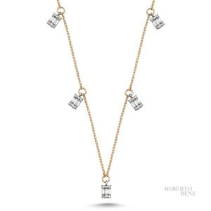 0.32 Karat G Renk Baget Pırlanta Kolye | Roberto Bene