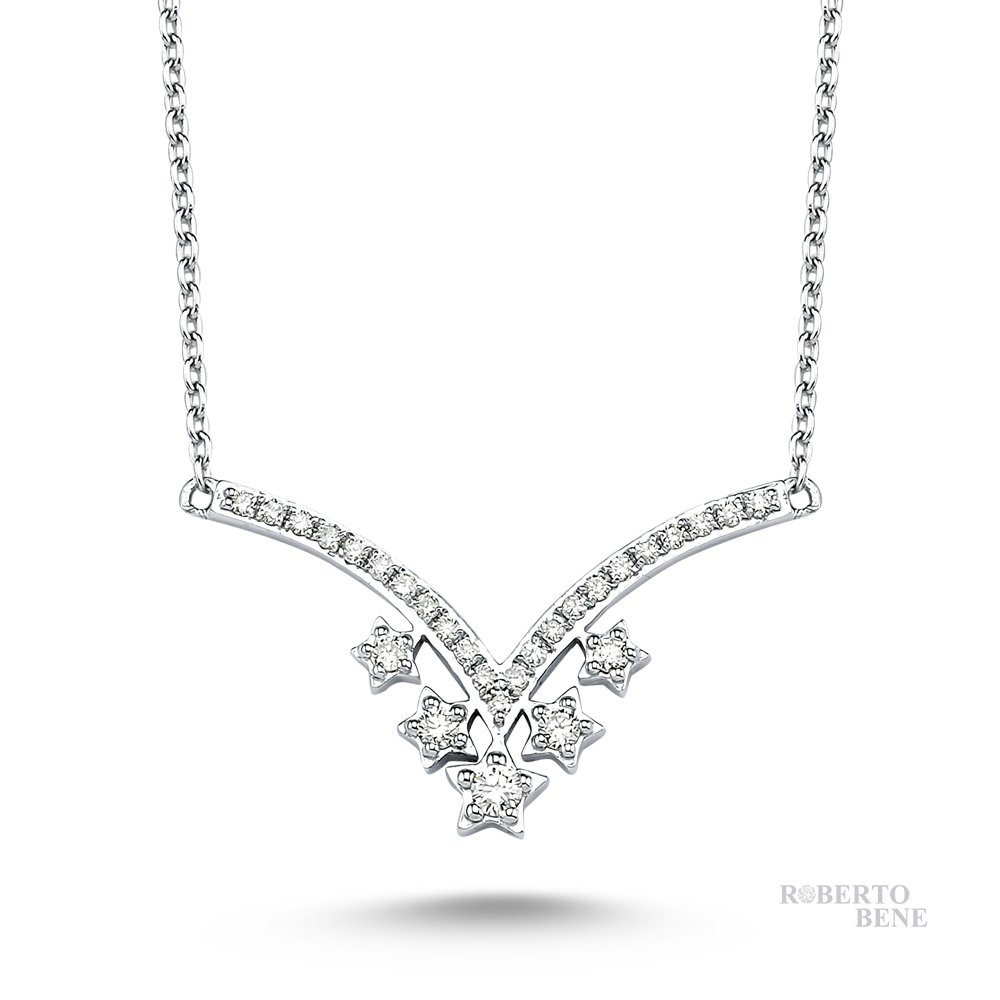 Yıldız Tasarım Pırlantalı V Kolye Modeli