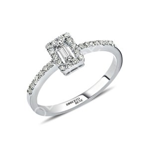 0.21 Karat F Renk Baget Pırlanta Tektaş Yüzük