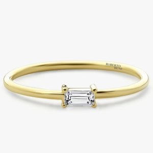 0.10 Karat F Renk Baget Pırlanta Yüzük | Roberto Bene Rose Altın