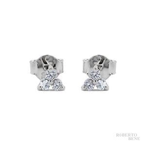 0.18 Karat Tria Pırlanta Küpe | Roberto Bene Rose Altın