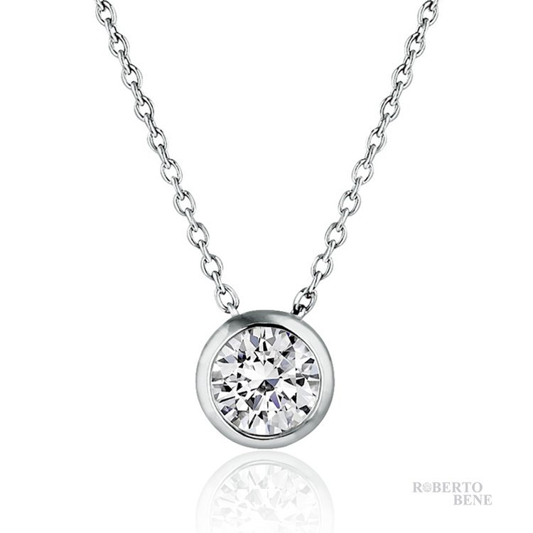 0.50 Karat F Renk HRD Sertifikalı Tektaş Pırlanta Kolye Beyaz Altın