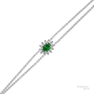 Oval Zümrüt Taşlı Anturaj Pırlanta Bileklik