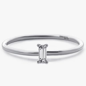 0.10 Karat F Renk Baget Pırlanta Yüzük | Roberto Bene Sarı Altın