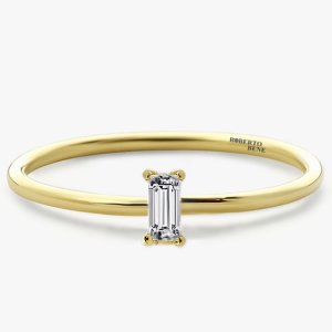 0.10 Karat F Renk Baget Pırlanta Yüzük | Roberto Bene Sarı Altın