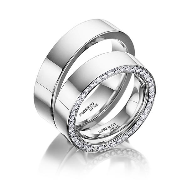 0.40 Karat Tamtur Kenar Pırlantalı Beyaz Altın Çift Alyans
