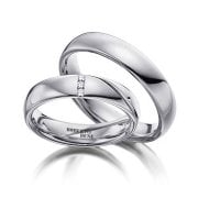 Pırlantalı Klasik Bombeli Düz Altın Alyans Sarı Altın