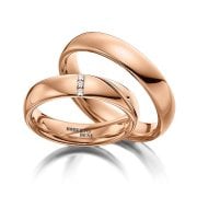 Pırlantalı Klasik Bombeli Düz Altın Alyans Sarı Altın