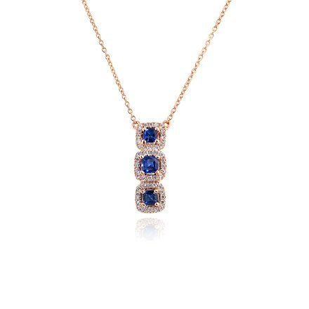 0.52 Karat Cushion Safir ve Pırlantalı Tria Kolye | Roberto Bene