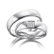 Pırlanta Taşlı İç Dış Bombeli Altın Alyans Sarı Altın