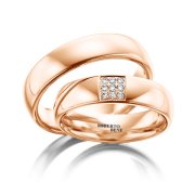 Pırlanta Taşlı İç Dış Bombeli Altın Alyans Sarı Altın