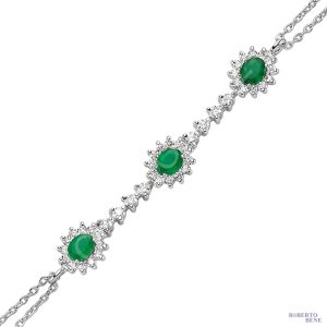 0.90 Karat Zümrüt-Pırlanta Taşlı Anturaj Pırlanta Bileklik