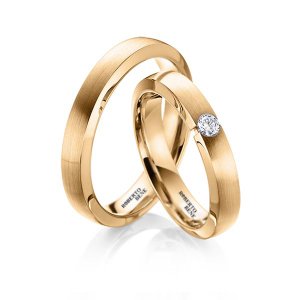 Taşlı Modern İkili Rose Altın Alyans Pırlanta Taşlı