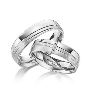 Mat Beyaz Broseli İç Bombeli Altın Alyans Pırlanta Taşlı