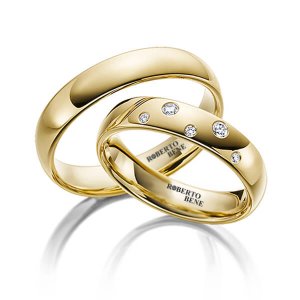 Taşlı Klasik Model Parlak Sarı Altın Düz Alyans Pırlanta Taşlı