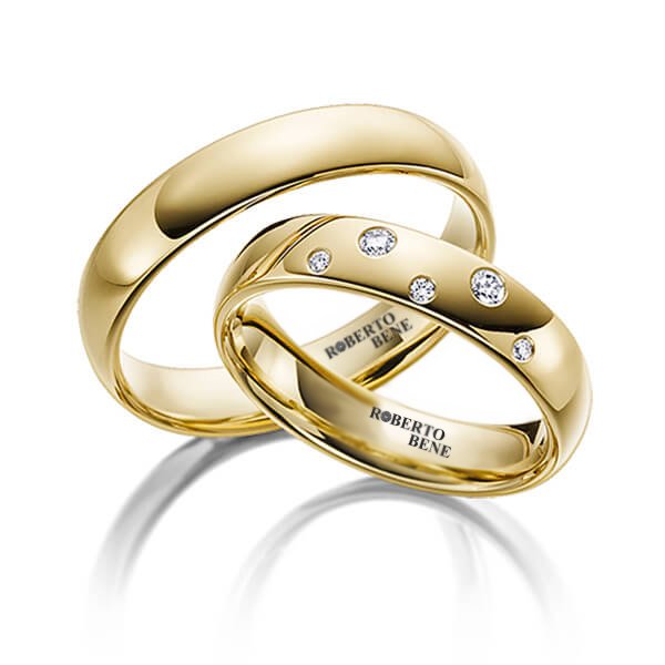 Taşlı Klasik Model Parlak Sarı Altın Düz Alyans Zirkon Taşlı