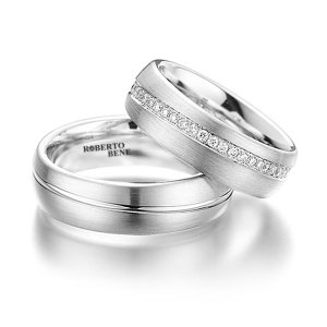 Taşlı Dizayn Mat Brose Beyaz Altın Tarz Alyans Pırlanta Taşlı