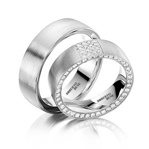 Klasik Düz ve Taşlı Model İkili Altın Evlilik Alyansı Rose Altın - Zirkon Taşlı