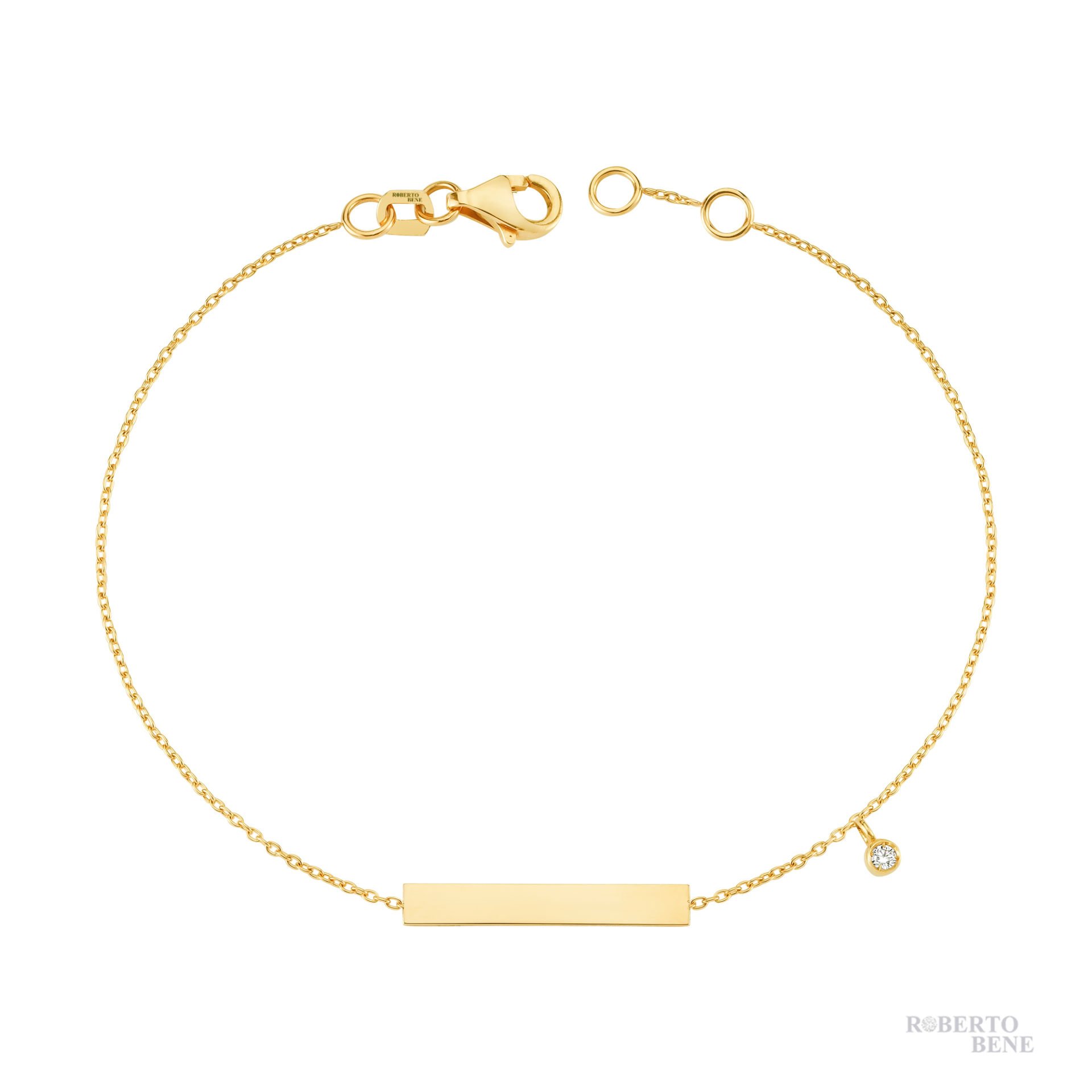 0.02 Karat Pırlantalı Kişiye Özel İsim Plaka Bileklik