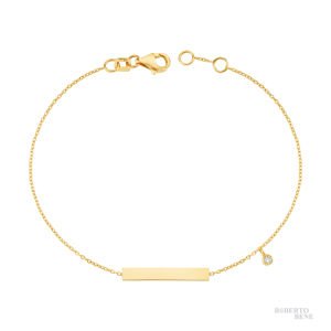 0.02 Karat Pırlantalı Kişiye Özel İsim Plaka Bileklik