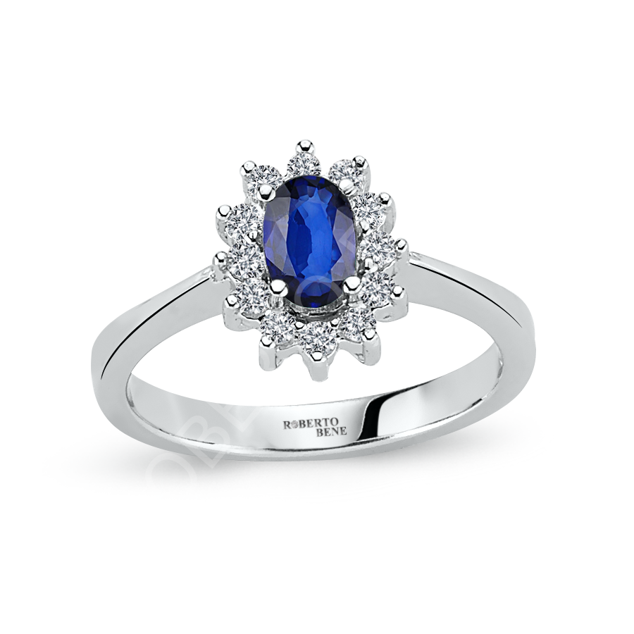 0.69 Karat Pırlantalı Safir Taşlı Yüzük