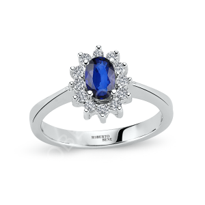 0.69 Karat Pırlantalı Safir Taşlı Yüzük