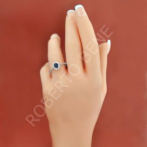 Pırlantalı Safir Taşlı Yüzük
