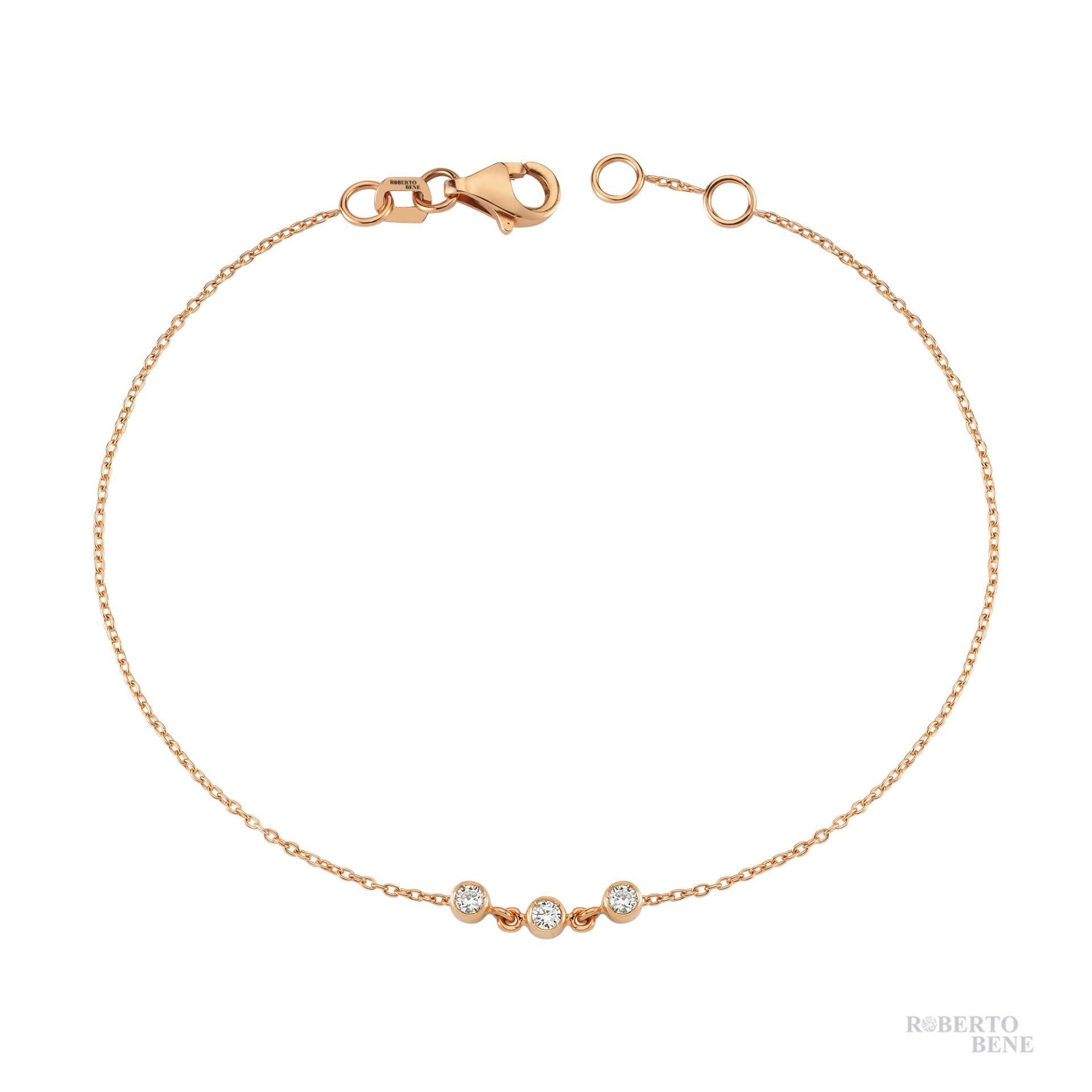 0.09 Karat Pırlantalı Üçtaş Rose Altın Bileklik Modeli