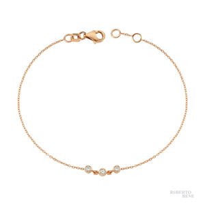 0.09 Karat Pırlantalı Üçtaş Rose Altın Bileklik Modeli