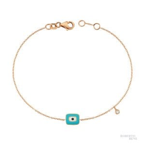 0.02 Karat Mineli Nazar Pırlantalı Altın Bileklik
