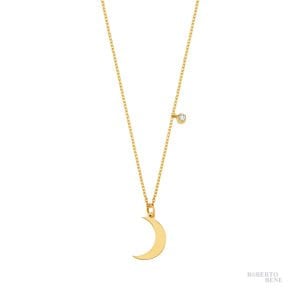0.02 Karat Pırlantalı Altın Ay Kolye