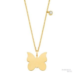 0.02 Karat Pırlantalı Kelebek Kolye