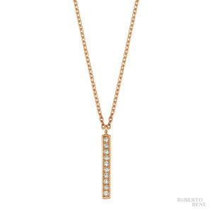 0.06 Karat Pırlanta Taşlı Rose Altın Çubuk Kolye