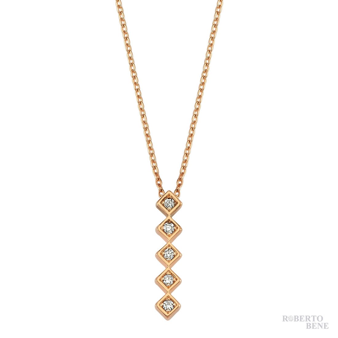 0.05 Karat Beş Taş Pırlantalı Kolye Modeli