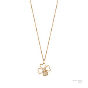 0.09 Karat Pırlantalı Dört Yapraklı Yonca Kolye Modeli