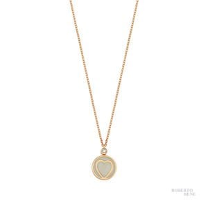 0.02 Karat Pırlantalı Mineli Kalp Kolye