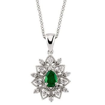 0.26 Karat Pırlantalı Zümrüt Kolye