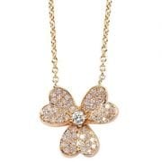 0.34 Karat Pırlantalı Yonca Kolye 18 Ayar Rose Altın