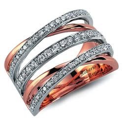 0.70 Karat Yarımtur Pırlantalı Rose ve Beyaz Altın Tasarım Yüzük | Roberto Bene