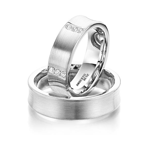 Taşlı Model Mat Broseli Beyaz Altın Alyans Pırlanta Taşlı